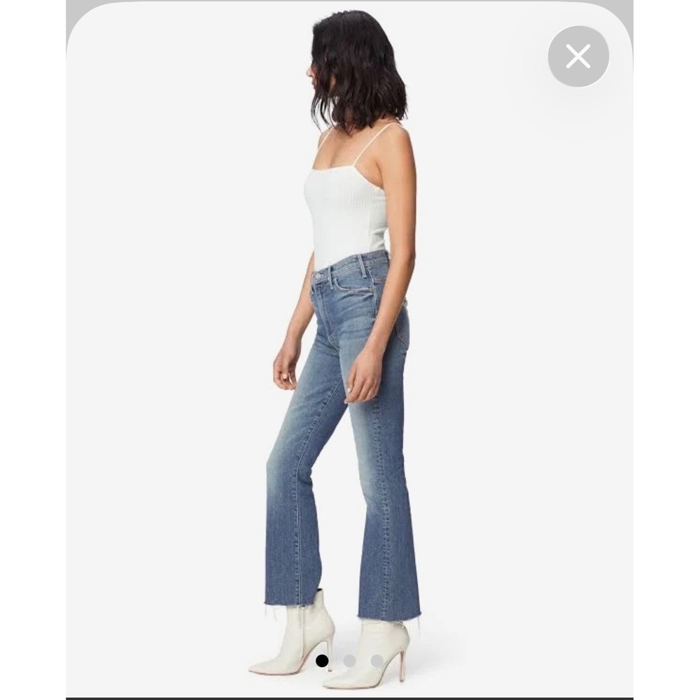 Mother Superior Hustler Ankle Kick Flare Fray Jeans Medium Blue Size 24